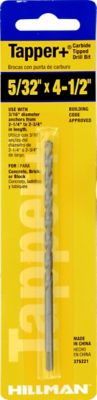 Hillman Carbide Tapper Drill Bit (5/32in. x 4-1/2in.) -1 Pack