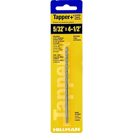Hillman Carbide Tapper Drill Bit (5/32in. x 4-1/2in.) -1 Pack