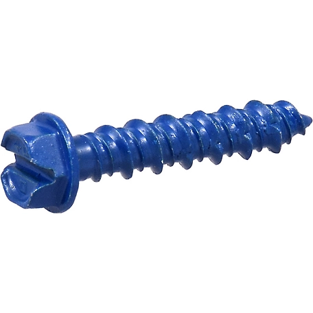 Hillman Blue Slotted Hex Washer-Head Tapper Concrete Screw Anchors (1/4in. x 1-1/4in.) - 25 Pack