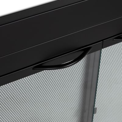 Image showing 5 th Pleasant Hearth Cabinet Style Alpine Glass Fireplace Screen Doors, Black, Small