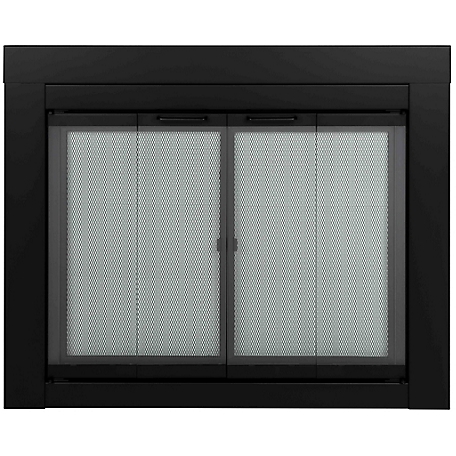 Pleasant Hearth Bifold Style Ascot Glass Fireplace Screen Doors, Black, Medium
