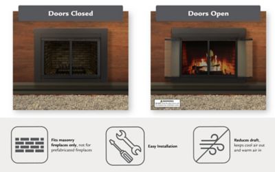 Image showing  Bifold Style Ascot Glass Fireplace Screen Doors, Black, Large