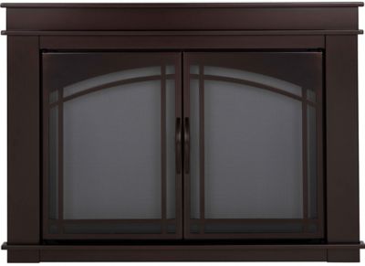Pleasant Hearth Fenwick Cabinet Style Glass Fireplace Doors, Fenwick, Rubbed Bronze, Small