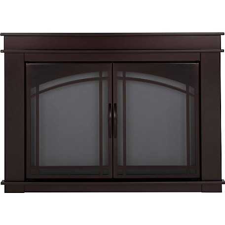 Pleasant Hearth Fenwick Cabinet Style Glass Fireplace Doors, Fenwick, Rubbed Bronze, Small