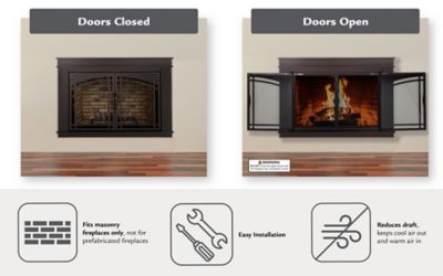 Image showing  Fenwick Cabinet Style Glass Fireplace Doors, Fenwick, Rubbed Bronze, Small