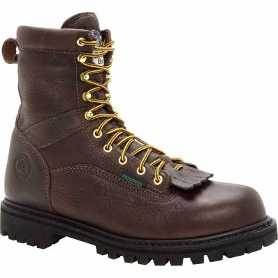 Georgia Boot Men's Waterproof Low Heel Logger Steel Toe Work Boots, 8 in.