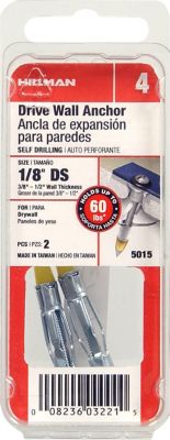Hillman Drive Wall Anchors (1/8in. Short) -2 Pack
