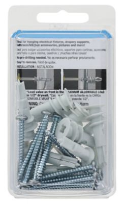 Image showing  #8 x 1-1/4 in. Nylon Self-Drilling Drywall Anchors with Zinc-Plated Screws, 10-Pack