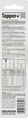 Image showing  3/16 in. x 4-1/2 in. Carbide Tapper Drill Bit