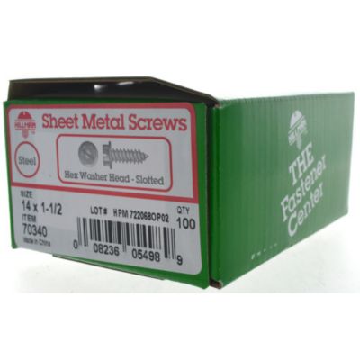 Image showing  #14 x 1-1/2in. Slotted Hex Washer Head Sheet Metal Screws, 3 pk.