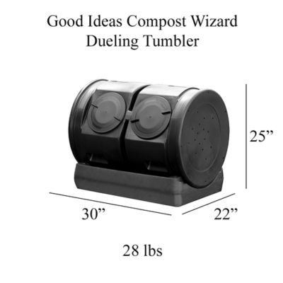 Image showing 6 th Good Ideas 50 gal. Junior Compost Wizard Dueling Tumbler, Black