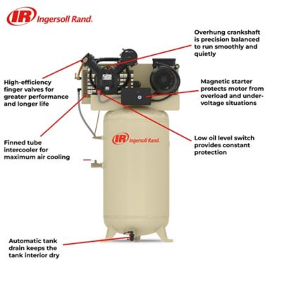 Image showing 8 th Ingersoll Rand 7.5 hp 80 gal. 2-Stage Premium Package Air Compressor, 175 PSI, 460V, 3-Phase