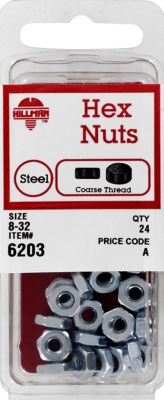 Hillman Zinc Hex Machine Screw Nut (#8-32 Fas-Pak) -24 Pack