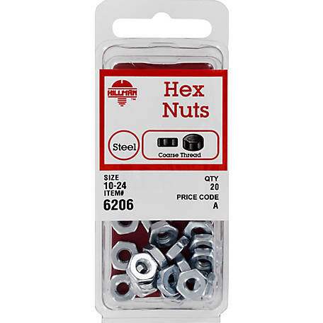 Hillman 10 in. Zinc-Plated Steel SAE Hex Nut 20 pk Hillman 10 in. Zinc-Plated Steel SAE Hex Nut 20 pk