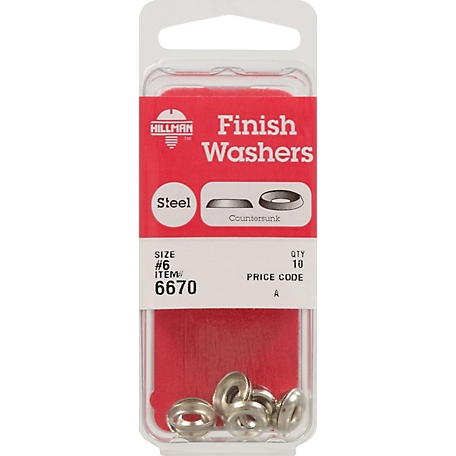 Hillman Nickel-Plated Countersunk Finish Washers #6 (10 Pack)
