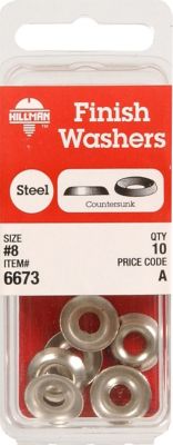 Hillman Nickel-Plated Countersunk Finish Washers #8 (10 Pack)