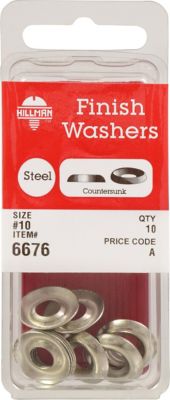 Hillman Nickel-Plated Countersunk Finish Washers #10 (10 Pack)