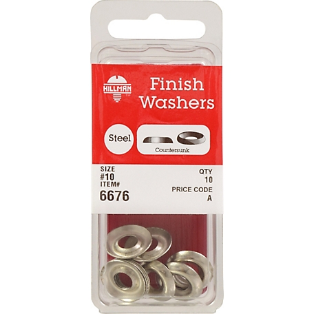 Hillman Nickel-Plated Countersunk Finish Washers #10 (10 Pack)