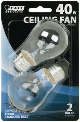 Feit Electric 40W Incandescent A15 Clear Ceiling Fan Light Bulb, 2-Pack -  BP40A15/CL/CF
