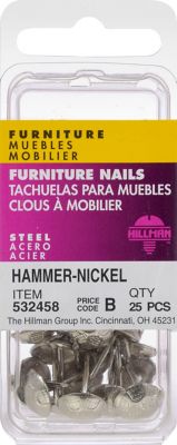 Hillman Furniture Nails - Nickel - Hammered Head -25 Pack