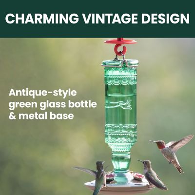 Image showing  10 oz. Antique Hummingbird Feeder, Green