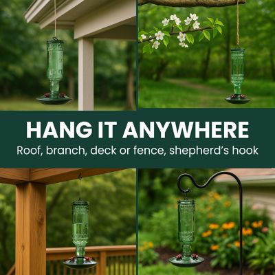 Image showing 5 th Perky-Pet 10 oz. Antique Hummingbird Feeder, Green