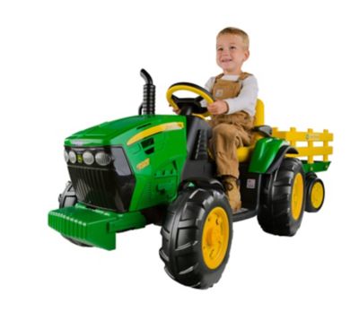 Peg Perego John Deere Ground Force 12V Tractor and Trailer Ride-On Toy
