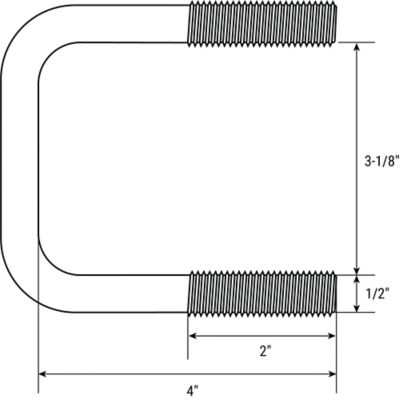 Image showing  Square U-Bolt Kit, 1/2 in. x 3 in., 2-Pack