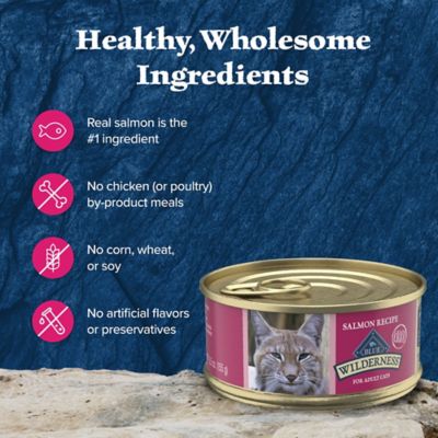 Image showing 5 th Blue Buffalo Wilderness Adult Grain-Free Salmon Pate Wet Cat Food, 5.5 oz. Can