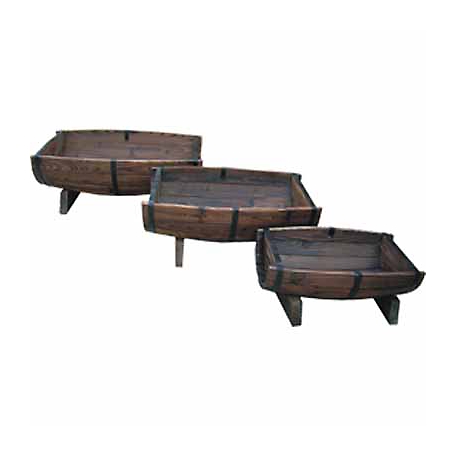Leigh Country Wood Half Barrel Planter Set, 3-Pack