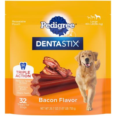 DENTASTIX Bacon Flavor Dental Care Dog Treats for Large Dogs, 32 ct.