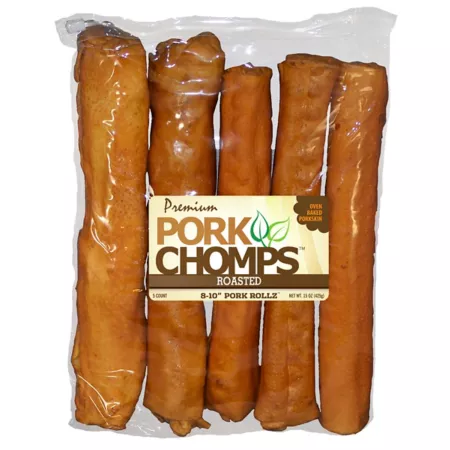 Pork Chomps 8 in Roasted Retriever Rolls 5 ct Dog Bones Rawhide & Rawhide Alternative