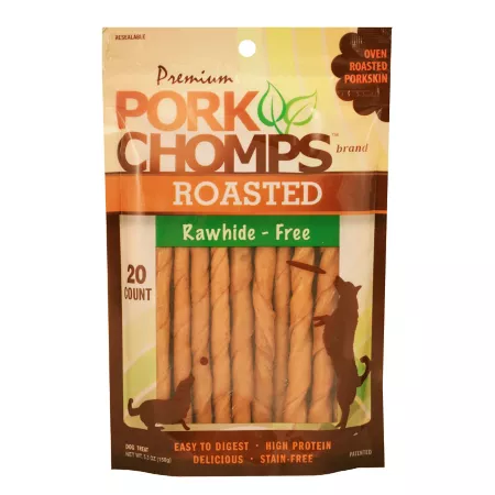 Pork Chomps 5 in Mini Roasted Twists Dog Chews 20 ct Dog Bones Rawhide & Rawhide Alternative