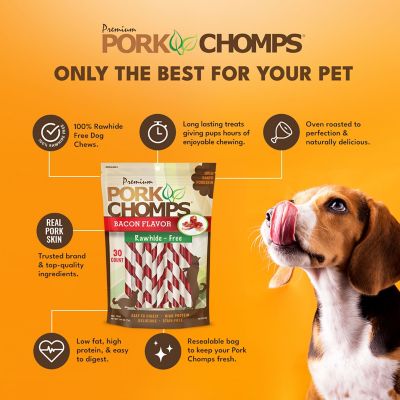 Image showing  5 in. Bacon Flavor Baked Pork Skin Mini Twists Dog Chews, 30 ct.