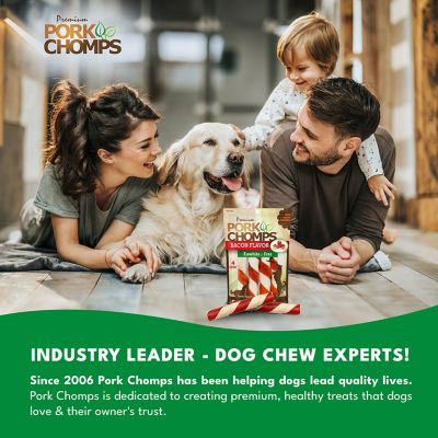 Image showing 5 th Pork Chomps 6-inch Baked Pork Skin Twists with Bacon Flavor wrap, 4 ct. Dog Chews