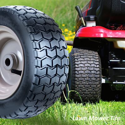 Image showing 5 th Hi-Run 16x6.50-8 SU12 Lawn and Garden Tire Assembly, White Solid Wheel with 3/4 in. Bushing