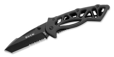 3 in. Bones Black Skeletonized Handle Serrated Knife