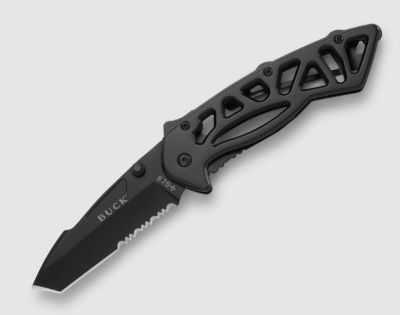 Image showing 3 in. Bones Skeletonized Handle Serrated Knife, Black