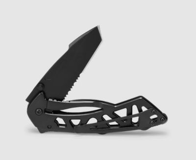 Image showing 3 in. Bones Skeletonized Handle Serrated Knife, Black