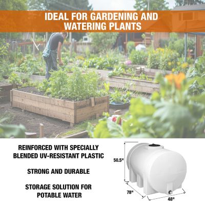 Image showing  550 Gal PE Storage Tank with Legs, UV-Resistant, Rustproof, BPA-Free, Horizontal Water Tank, Model 821242659
