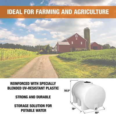 Image showing  550 Gal PE Storage Tank with Legs, UV-Resistant, Rustproof, BPA-Free, Horizontal Water Tank, Model 821242659