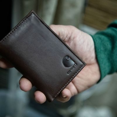 Image showing 6 th Carhartt Men's Oil Tan Leather Trifold Wallet