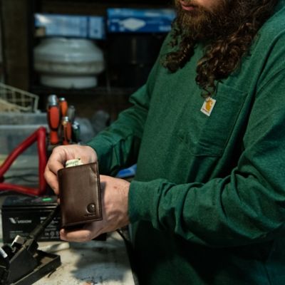 Image showing 7 th Carhartt Men's Oil Tan Leather Trifold Wallet