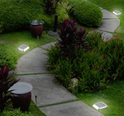 Image showing 5 th Nature Power Stainless Steel Solar Powered Integrated LED Pathway Lights, 4-Pack