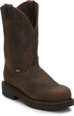 Justin Men's Balusters Pull-On Steel Toe J-Max Work Boots, 11 in.