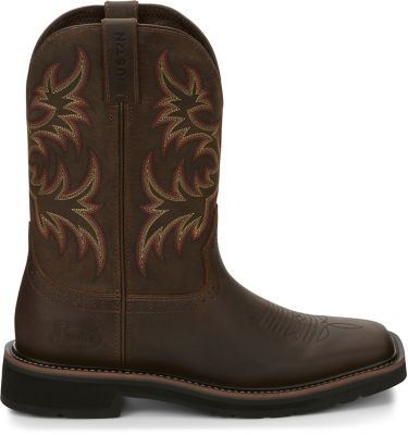 Image showing 4 th Justin Men's Driller Cowhide Stampede Plain Toe Work Boots, 11 in., SE4681