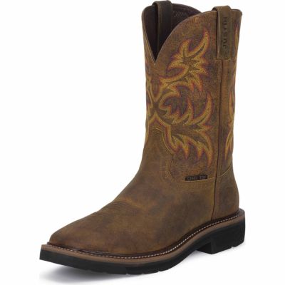 Justin Men's 11 in. Driller Cowhide Steel-Toe Stampede Work Boots, WK4684 My husband likes the look of this boot better than most work boots