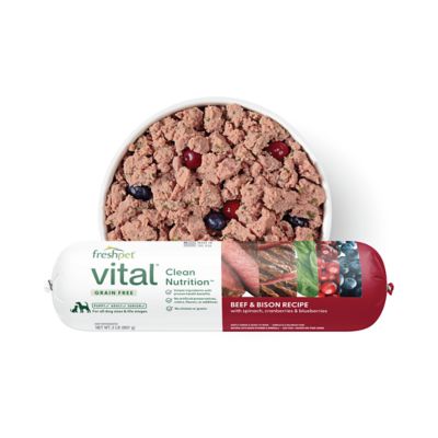 Deli Fresh Vital Adult Grain-Free Beef and Bison Recipe Wet Dog Food Roll, 2 lb. Roll, Pack of 4