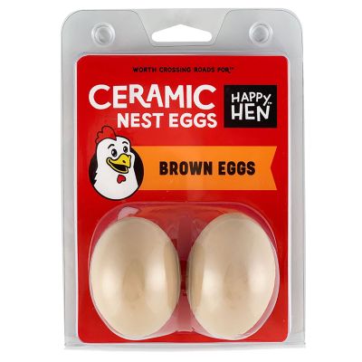Happy Hen Treats Ceramic Nest Eggs, Brown, 2-Pack
