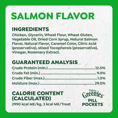 Image showing 9 th Greenies Feline Pill Poockets for Cats Natural Soft Cat Treats, Salmon Flavor, 1.6 oz. pk., 45 ct.